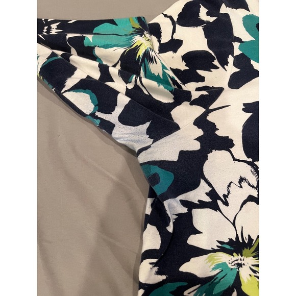 Alfred Dunner Women XL Floral Print 3/4 Sleeve Crew Neck Top Blue Green White - Picture 4 of 8